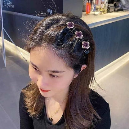 Crystal Stone Braided Hair Clips Pack of 2